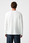 RENEW Erkek Organik Pamuklu Bisiklet Yaka Yarım Patlı Düğmeli Regular Beyaz Sweatshirt