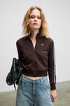 REPETA Kadın Dik Yakalı Nakış Detaylı Fermuarlı Slim Fit Kahverengi Sweatshirt