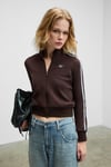 REPETA Kadın Dik Yakalı Nakış Detaylı Fermuarlı Slim Fit Kahverengi Sweatshirt