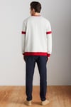 REYNON Erkek V Yakalı Önü Baskılı Taş Rengi Sweatshirt