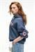 RHOVARA Kadın Oversize Kapüşonlu Baskı Ve Nakış Detaylı Lacivert Sweatshirt