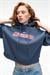 RHOVARA Kadın Oversize Kapüşonlu Baskı Ve Nakış Detaylı Lacivert Sweatshirt