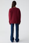 RICENNI Kadın Bisiklet Yaka Oversize Bordo Sweatshirt