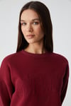 RICENNI Kadın Bisiklet Yaka Oversize Bordo Sweatshirt