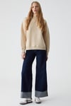 RICENNI Kadın Bisiklet Yaka Oversize Taş Rengi Sweatshirt