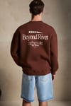 RIVET Erkek Organik Pamuklu İçi Polarlı Baskılı Bisiklet Yaka Regular Kahverengi Sweatshirt