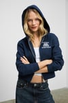 ROBINA Kadın Şardonlu Kapüşonlu Nakış Detaylı Lacivert Sweatshirt