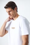 ROLL Erkek Baskı Detaylı %100 Organik Pamuklu Comfort Fit Beyaz T-Shirt
