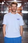 ROOMY Erkek %100 Organik Pamuklu Yuvarlak Yakalı Baskı Detaylı Comfort Fit Mavi T-Shirt