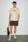 ROUGH Erkek %100 Organik Pamuklu Kontrast Biyeli Baskı Detaylı Regular Fit Sarı T-Shirt