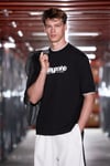 ROUGH Erkek %100 Organik Pamuklu Kontrast Biyeli Baskı Detaylı Regular Fit Siyah T-Shirt