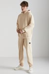ROWAN Erkek Organik Pamuklu Relaxed Fit İçi Polarlı Süs Etiketli Jogger Vanilya Eşofman Altı