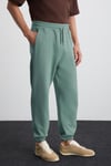 ROWAN Erkek Organik Pamuklu Relaxed Fit İçi Polarlı Süs Etiketli Jogger Yeşil Eşofman Altı