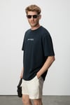 SAIMON Erkek %100 Organik Pamuklu Yuvarlak Yakalı Nakış Detaylı Regular Fit Lacivert T-Shirt
