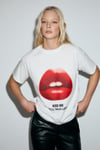 SALENNA Kadın Yumuşak Kumaşlı Baskı Detaylı Regular Fit Beyaz T-Shirt