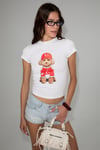 SALMA Kadın Yumuşak %100 Organik Pamuklu Dünya Kupasına Özel Baskılı Beyaz T-Shirt