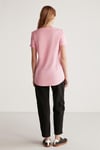 SAMANTHA Kadın Comfort Fit %100 Organik Pamuklu Basic Örme Pembe T-Shirt