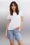 SAMANTHA Kadın Comfort Fit %100 Organik Pamuklu Basic Örme Beyaz T-Shirt