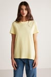 SAMANTHA Kadın Comfort Fit %100 Organik Pamuklu Basic Örme Açık Sarı T-Shirt