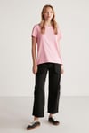 SAMANTHA Kadın Comfort Fit %100 Organik Pamuklu Basic Örme Pembe T-Shirt
