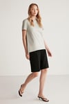 SAMANTHA Kadın Comfort Fit %100 Organik Pamuklu Basic Örme Açık Gri T-Shirt