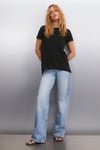 SAMANTHA Kadın Comfort Fit %100 Organik Pamuklu Basic Örme Siyah T-Shirt