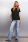 SAMANTHA Kadın Comfort Fit %100 Organik Pamuklu Basic Örme Siyah T-Shirt
