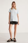 SAMANTHA Kadın Comfort Fit %100 Organik Pamuklu Basic Örme Açık Mavi T-Shirt