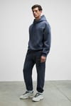 SCARN Erkek Pamuklu İçi Polarlı Nakışlı Kapüşonlu Relaxed Koyu Gri Sweatshirt
