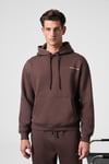 SCARN Erkek Pamuklu İçi Polarlı Nakışlı Kapüşonlu Relaxed Kahverengi Sweatshirt
