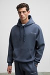 SCARN Erkek Pamuklu İçi Polarlı Nakışlı Kapüşonlu Relaxed Koyu Gri Sweatshirt