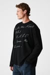 SCRIPTLET Erkek %100 Organik Pamuklu Baskılı Bisiklet Yakalı Oversize Siyah T-Shirt