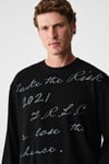 SCRIPTLET Erkek %100 Organik Pamuklu Baskılı Bisiklet Yakalı Oversize Siyah T-Shirt