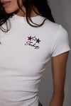 SELCEN Kadın Yumuşak Ve Esnek Kumaşlı Organik Pamuklu Dünya Kupasına Özel Nakışlı Beyaz T-Shirt