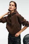 SELENE Kadın Kapüşonlu Kangru Cepli Regular Fit Kahverengi Sweatshirt