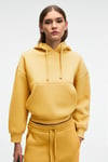 SELENE Kadın Kapüşonlu Kangru Cepli Regular Fit Sarı Sweatshirt