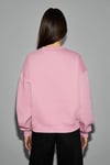 SERENYA Kadın Pamuklu Etiket Detaylı Bisiklet Yaka Pembe Sweatshirt