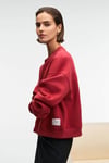 SERENYA Kadın Pamuklu Etiket Detaylı Bisiklet Yaka Kırmızı Sweatshirt
