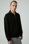 SHIFTD Erkek Bisiklet Yaka Uzun Kollu Fermuarlı Siyah Sweatshirt