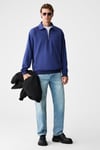 SHIFTD Erkek Bisiklet Yaka Uzun Kollu Fermuarlı İndigo Sweatshirt