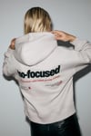 SILENT Kadın Kapüşonlu Organik Pamuklu İçi Polarlı Kangru Cepli Baskılı Nakışlı Açık Lila Sweatshirt