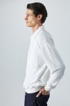 SIMPLYFY Erkek Polo Yaka Uzun Kollu Oversize Düğmeli Beyaz Sweatshirt