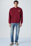 SINNER Erkek Yumuşacık Kumaşlı Bordo Sweatshirt