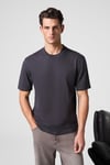 Solo Erkek %100 Organik Pamuklu Kalın Dokulu Comfort Fit Bisiklet Yakalı Füme T-Shirt