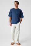 Solo Erkek %100 Organik Pamuklu Kalın Dokulu Comfort Fit Bisiklet Yakalı Navy T-Shirt