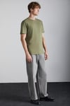 Solo Erkek %100 Organik Pamuklu Kalın Dokulu Comfort Fit Bisiklet Yakalı Haki T-Shirt