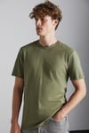 Solo Erkek %100 Organik Pamuklu Kalın Dokulu Comfort Fit Bisiklet Yakalı Haki T-Shirt