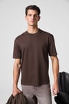 Solo Erkek %100 Organik Pamuklu Kalın Dokulu Comfort Fit Bisiklet Yakalı Kahverengi T-Shirt