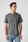 Solo Erkek %100 Organik Pamuklu Kalın Dokulu Comfort Fit Bisiklet Yakalı Gri T-Shirt