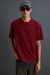 Solo Erkek %100 Organik Pamuklu Kalın Dokulu Comfort Fit Bisiklet Yakalı Bordo T-Shirt